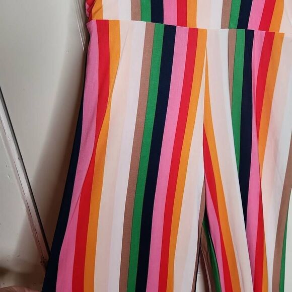 Venus striped wide leg lightweight pants women's size L - Picture 2 of 6